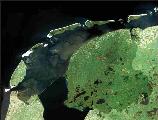 Satelietfoto van Friesland