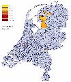 Geografische spreiding van de Holkema's in Nederand