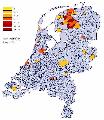 Geografische spreiding Wijnstra in Nederland