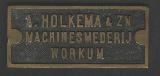 Merk plaatje van machinesmederij Albertus Holkema en Sake Holkema (smederij Sylspead te Workum)